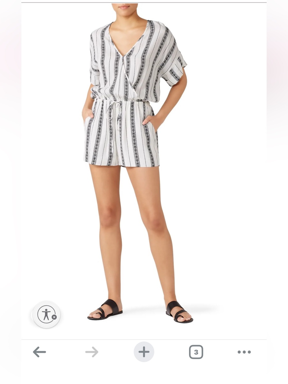Fifteen Twenty Stripe V-Neck Romper in White and Black